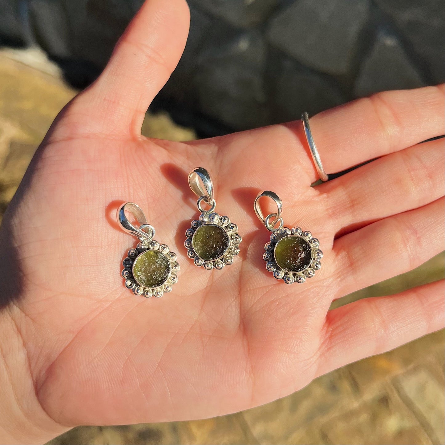 Moldavite Flower Necklace