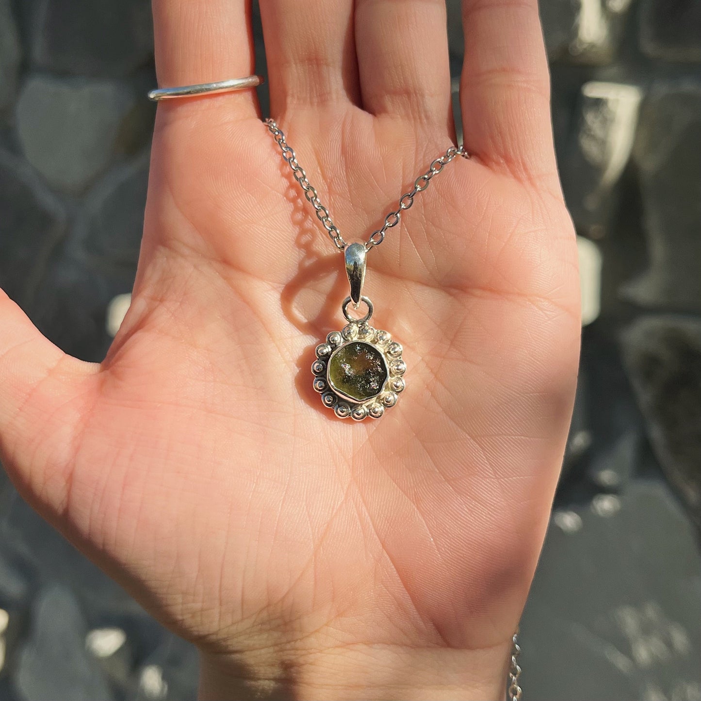 Moldavite Flower Necklace