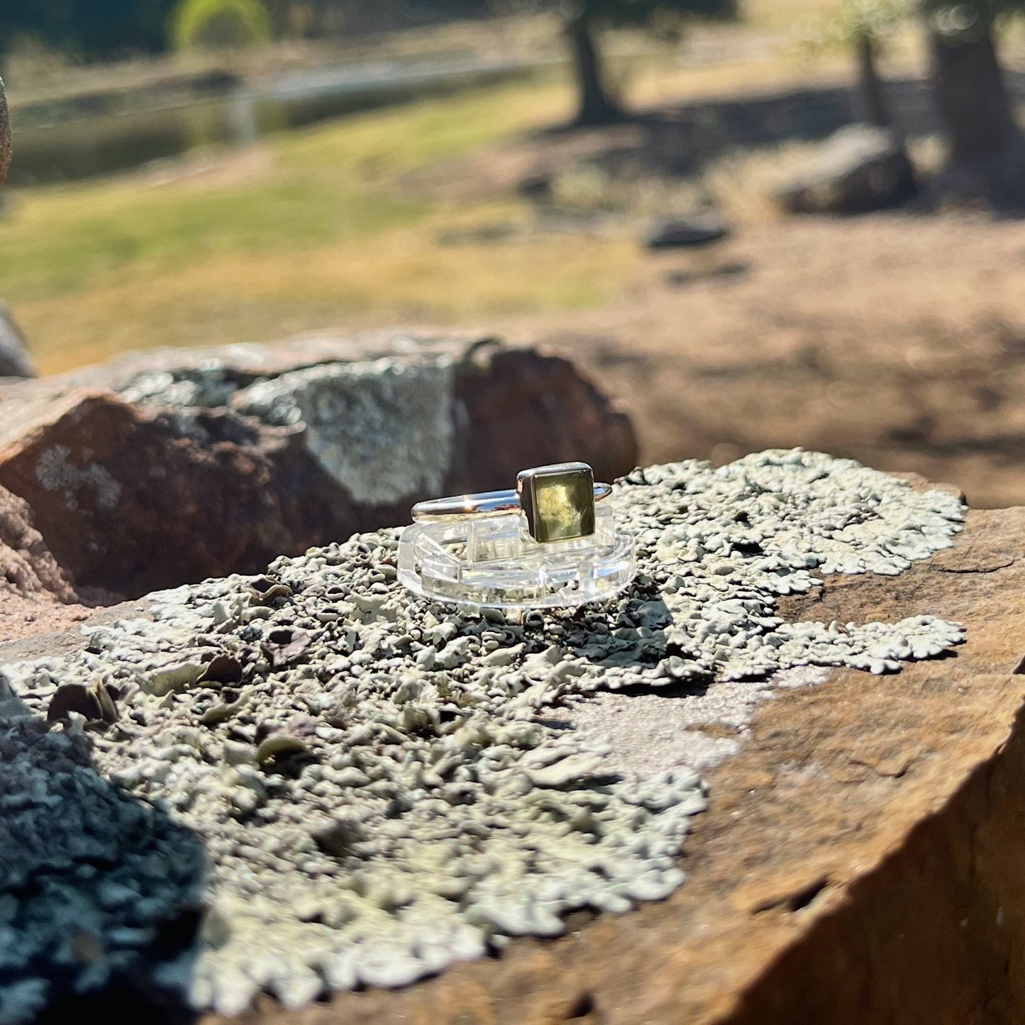 Raw Moldavite Ring ( Size 9 )