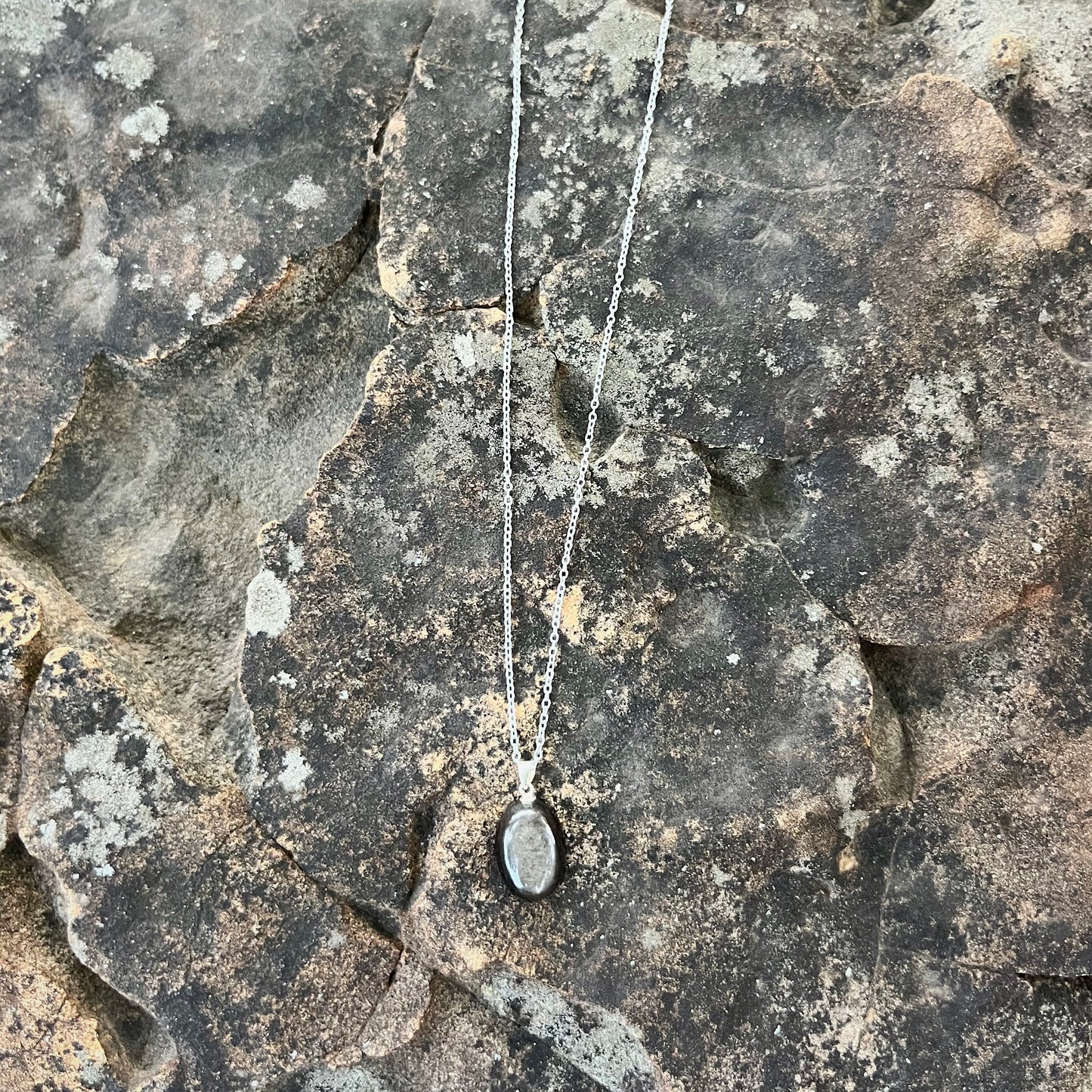 Silver Sheen Black Obsidian Necklace