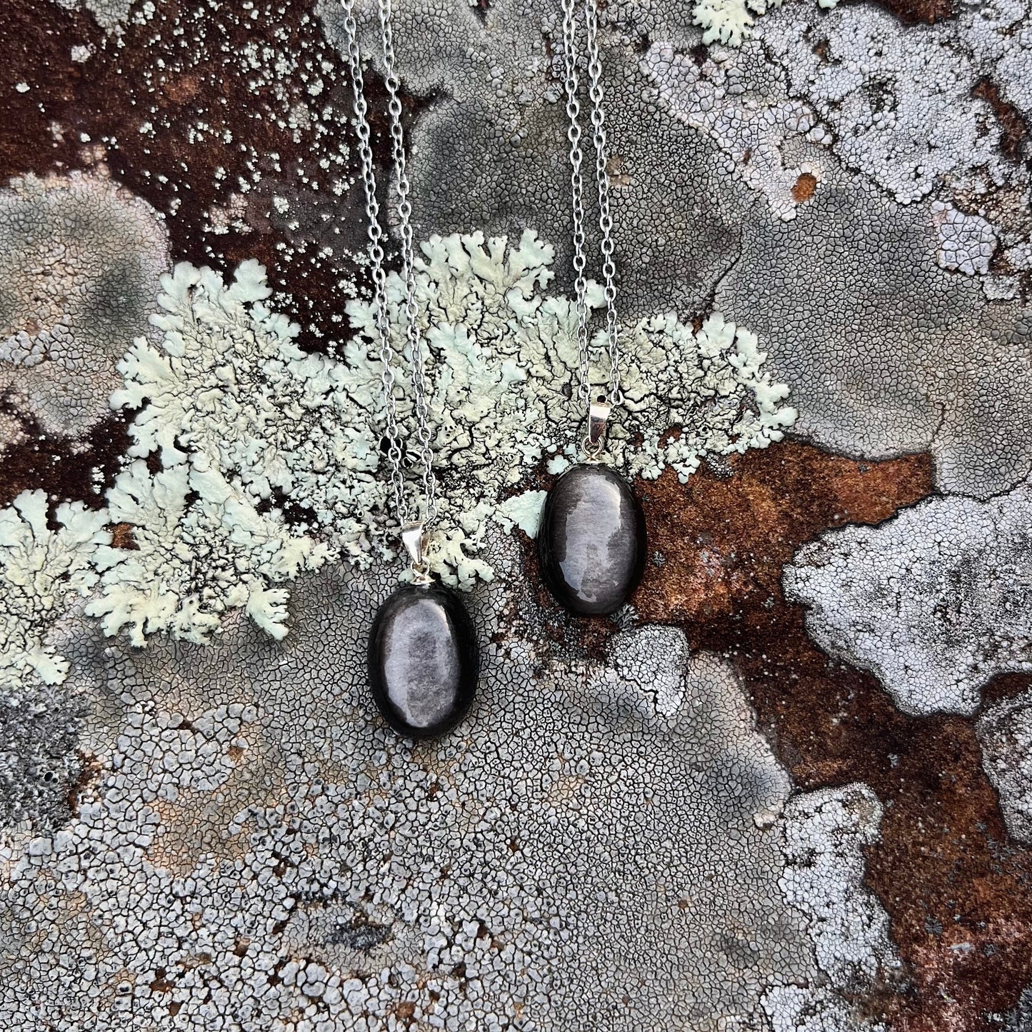Silver Sheen Black Obsidian Necklace