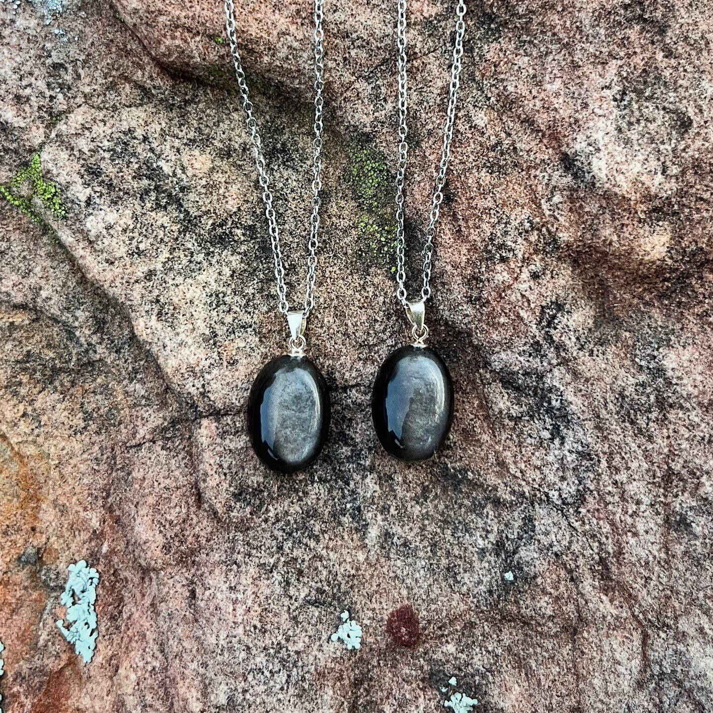 Silver Sheen Black Obsidian Necklace