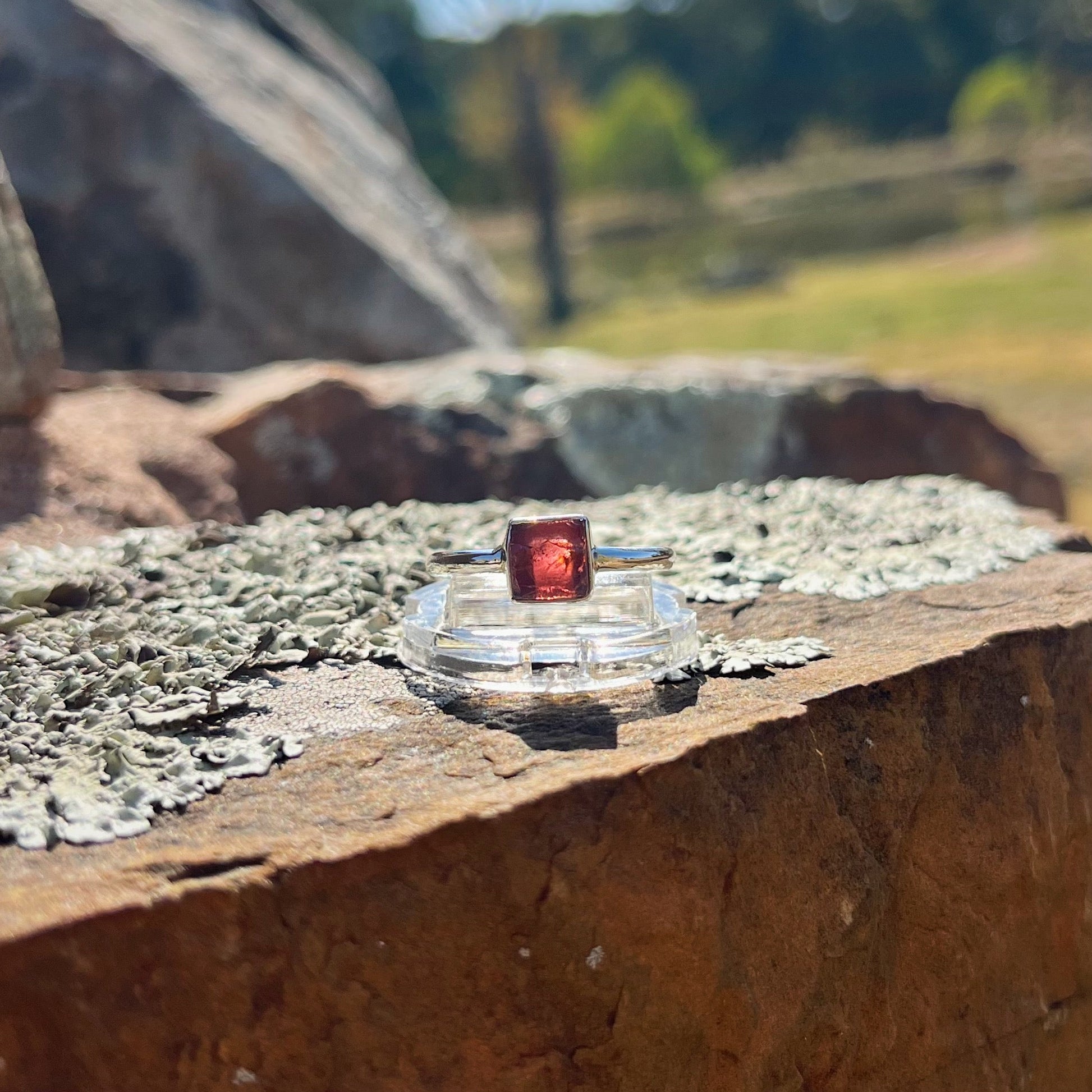 Raw Garnet Ring (Size 8)