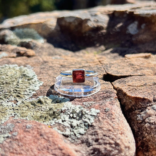 Raw Garnet Ring (Size 8)