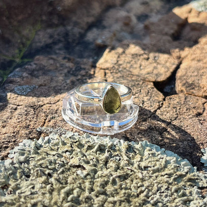 Raw Moldavite Ring (Size 6)
