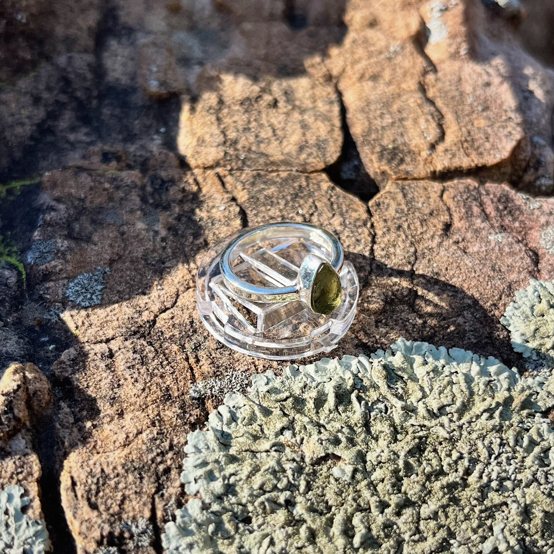 Raw Moldavite Ring (Size 6)