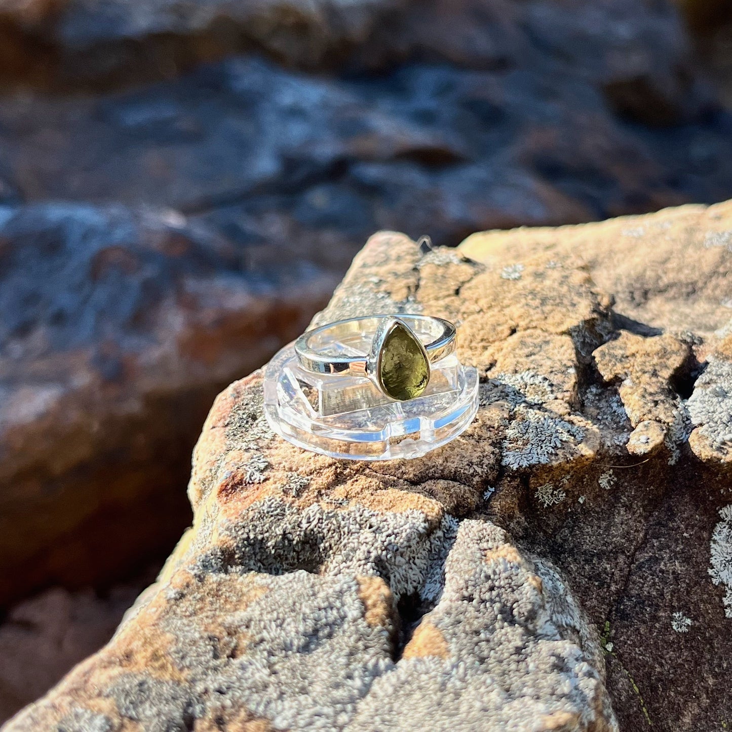 Raw Moldavite Ring (Size 6)