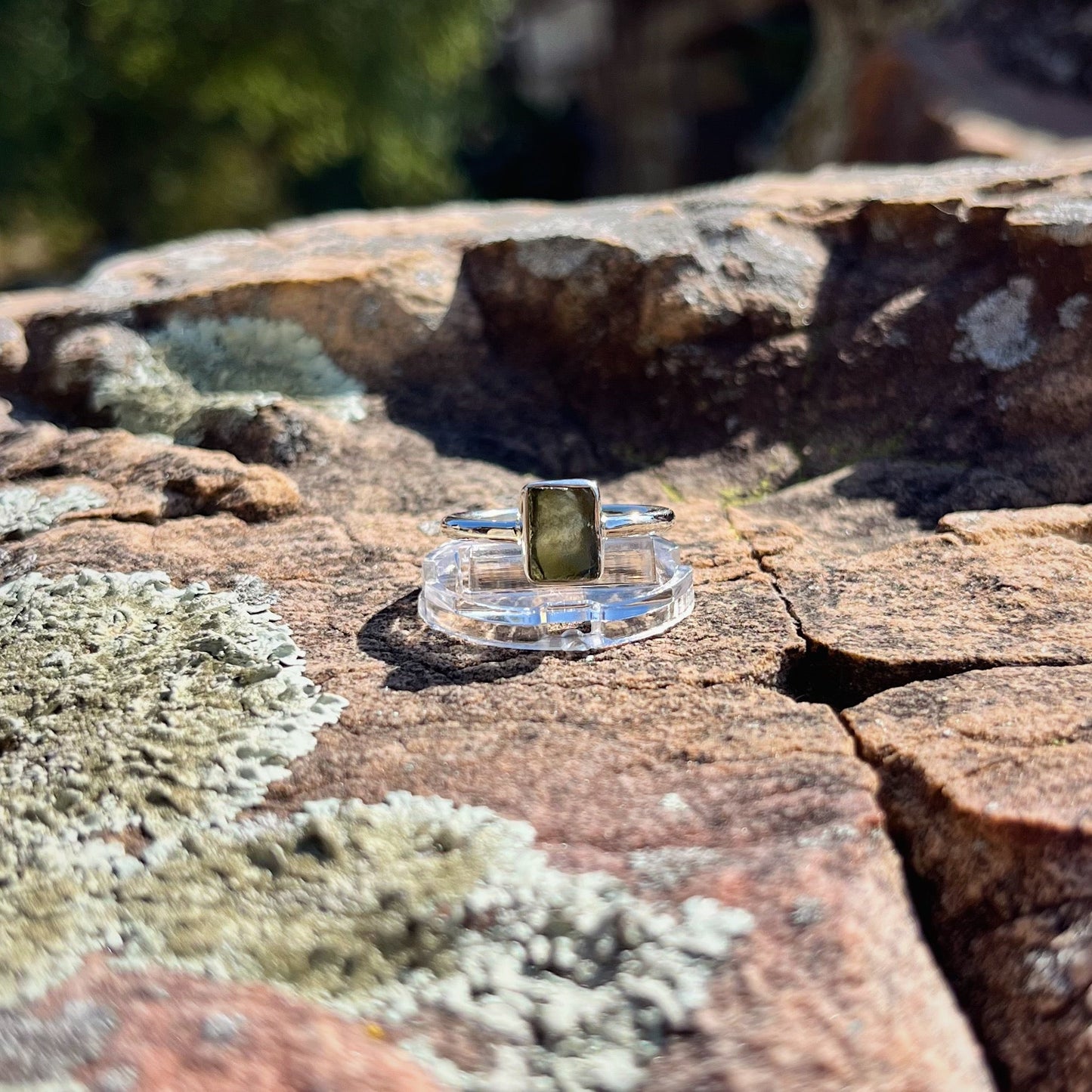 Raw Moldavite Ring (Size 9)