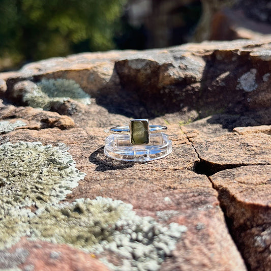 Raw Moldavite Ring (Size 9)