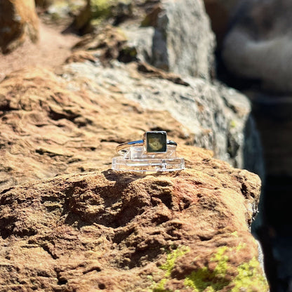 Raw Moldavite Ring ( Size 9 )